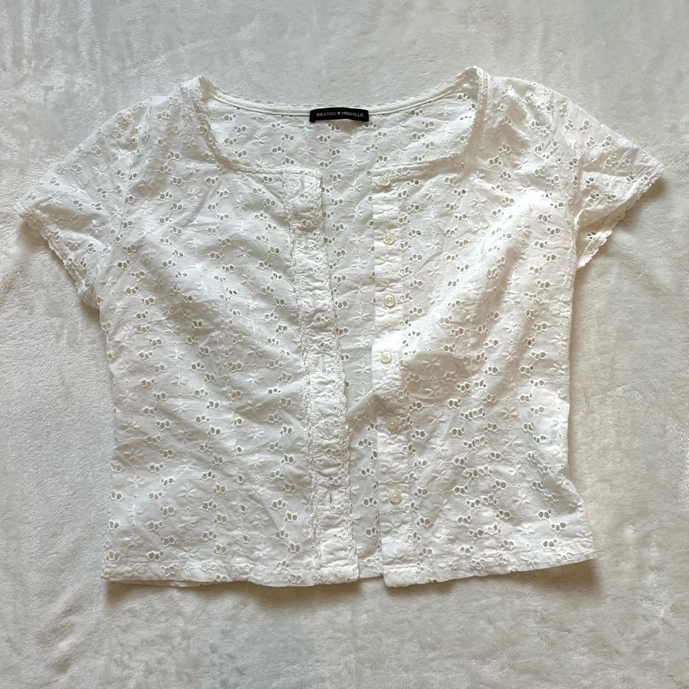 Brandy Eyelet Button Down Top